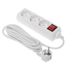 BURO Сетевой удлинитель 3 розетки, 3 метра (BU-PS3.3/W), белый (пакет ПЭ) {475293}