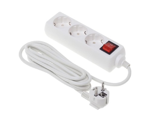 [Сетевые фильтры] BURO Сетевой удлинитель 3 розетки, 3 метра (BU-PS3.3/W), белый (пакет ПЭ) {475293}