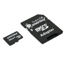 Micro SecureDigital 64Gb Smart buy SB64GBSDCL10-01 {Micro SDHC Class 10, UHS-1, SD adapter}
