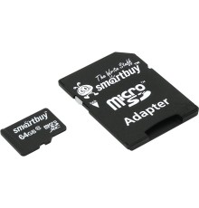 Micro SecureDigital 64Gb Smart buy SB64GBSDCL10-01 {Micro SDHC Class 10, UHS-1, SD adapter}
