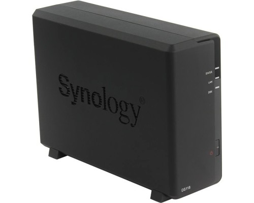 [Дисковый массив] Synology DS118 Сетевое хранилище 1xHDD DC1,4GhzCPU/1Gb,  SATA(3,5')/2xUSB3.0/1GigEth/iSCSI/2xIPcam(upto 15)/1xPS