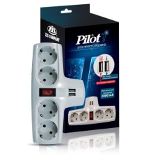 ZIS Сетевой разветвитель ZIS Pilot-T (4 розетки, 2xUSB)