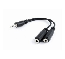 Кабель разветвитель аудио сигнала Cablexpert, джек3.5 папа->2х джек3.5 мама 10см, черный (CCA-415-0.1M)