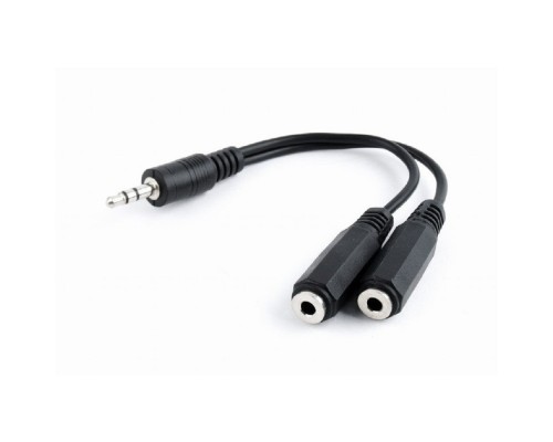 [кабели] Кабель разветвитель аудио сигнала Cablexpert, джек3.5 папа->2х джек3.5 мама 10см, черный (CCA-415-0.1M)