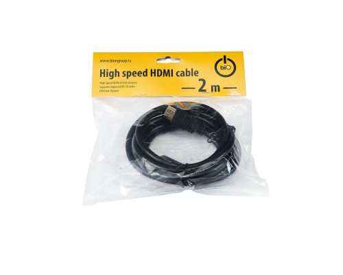 [Кабели HDMI / DVI / DP] Bion Кабель HDMI v2.0, 19M/19M, 3D, 4K UHD, 2 м, черный [BXP-HDMI2MM-020]/[BN-HDMI2MM-2M]
