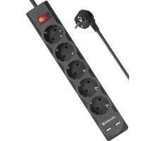 Defender Фильтр DFS 753 3.0 м, 5 розеток, 2xUSB, 2.1A (99753)