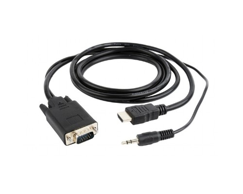 [кабели] Кабель HDMI->VGA Cablexpert A-HDMI-VGA-03-10, 19M/15M + 3.5Jack, медь, позол.разъемы, 3м, черный, пакет