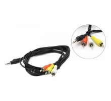 Кабель аудио/видео Cablexpert, джек3.5 4pin папа->3х RCA папа, 2м, черный (CCA-4P2R-2M)