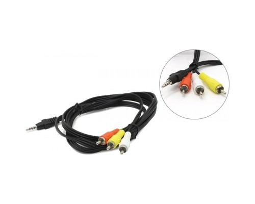 [кабели] Кабель аудио/видео Cablexpert, джек3.5 4pin папа->3х RCA папа, 2м, черный (CCA-4P2R-2M)