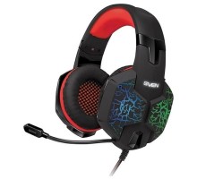 SVEN AP-U988MV черно-красный {с полноразмерными наушниками закрытого типа, встроенный регулятор громкости, подключение: 2 x mini jack 3.5 mm, частота воспроизведения 20-20000 Гц}