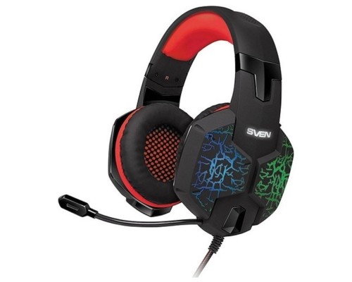 [Наушники] SVEN AP-U988MV черно-красный {с полноразмерными наушниками закрытого типа, встроенный регулятор громкости, подключение: 2 x mini jack 3.5 mm, частота воспроизведения 20-20000 Гц}