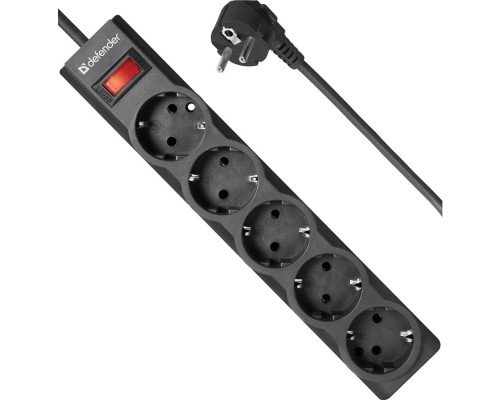 [Сетевые фильтры] Defender Фильтр ES Largo 1.8 м, 5 розеток, черный [99497]