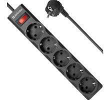 Defender Фильтр ES Largo 5.0 м, 5 розеток, черный [99499]