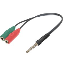 Defender Переходник Headset Jack 2*3.5jack—3.5 4pin jack 0,15м (63012)