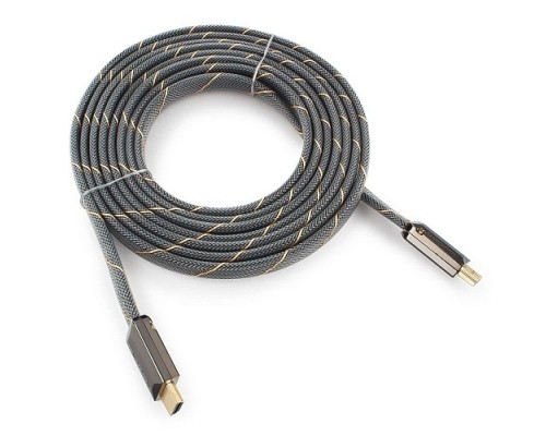 [кабели] Кабель HDMI Cablexpert, серия Platinum, 4,5 м, v2.0, M/M, плоский, позол.разъемы, металлический корпус, нейлоновая оплетка, блистер (CC-P-HDMI04-4.5M)