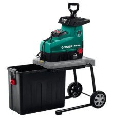 Зубр [ЗИЭ-44-2800] Измельчитель садовый электрический { бесшумный, р/с 44 мм, контейнер 60 л, 2800 Вт }