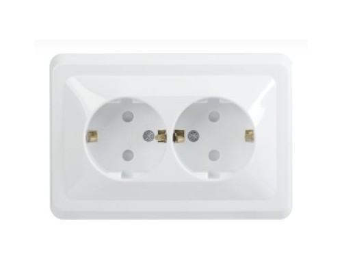 [IEK аксессуары] Iek ERV24-K01-16-DM РСш12-3-ВБ Розетка 2местн. с з/к c защ.штор. 16А ВЕГА (белый) IEK