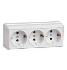 Iek ERO31-K01-16-DC РС23-3-ОБ Розетка 3местн. с з/к 16А откр.уст. ОКТАВА (белый)