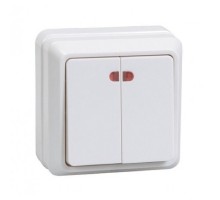 Iek EVO21-K01-10-DC ВС20-2-1-ОБ Выключатель 2кл с инд. 10А ОКТАВА (белый)