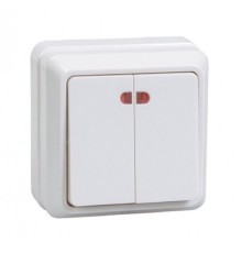 Iek EVO21-K01-10-DC ВС20-2-1-ОБ Выключатель 2кл с инд. 10А ОКТАВА (белый)
