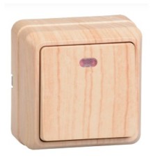 Iek EVO11-K03-10-DC ВС20-1-1-ОС Выключатель 1кл с инд. 10А откр.уст. ОКТАВА (сосна)