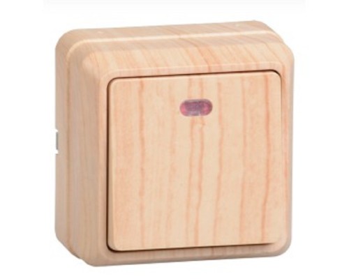 [IEK аксессуары] Iek EVO11-K03-10-DC ВС20-1-1-ОС Выключатель 1кл с инд. 10А откр.уст. ОКТАВА (сосна)