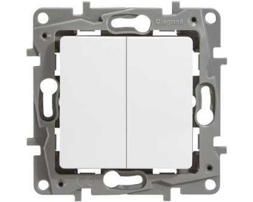[Розетки, выключатели и аксессуары] Legrand 672202 Выключатель двухклавишный - Etika - 10 A - 250 В~ - белый