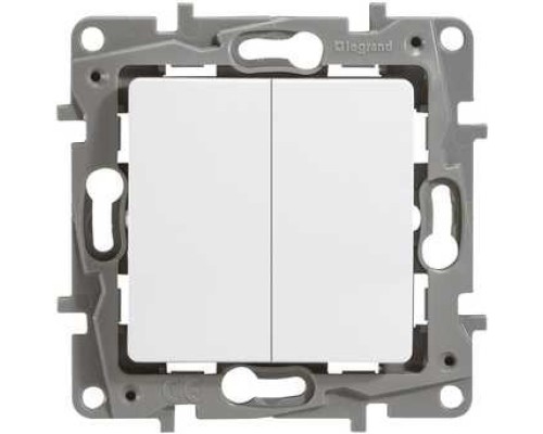 [Розетки, выключатели и аксессуары] Legrand 672204 Выключатель двухклавишный с подсветкой - Etika - 10 A - 250 В~ - белый