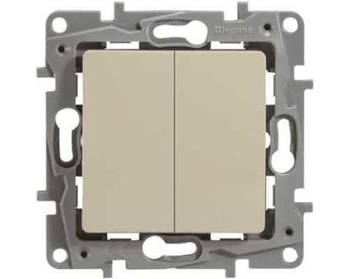 [Розетки, выключатели и аксессуары] Legrand 672302 Выключатель двухклавишный - Etika - 10 A - 250 В~ - слоновая кость