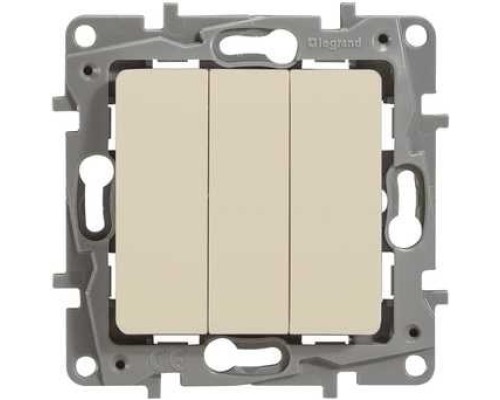 [Розетки, выключатели и аксессуары] Legrand 672313 Выключатель трехклавишный - Etika Plus - 10 A - 250 В~ - слоновая кость