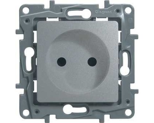 [Розетки, выключатели и аксессуары] Legrand 672434 Розетка 2К со шторками - немецкий стандарт - винтовые зажимы - 16 А - 250 В~ - Etika - алюминий