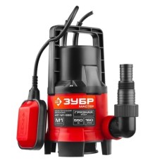 ЗУБР [НПГ-М1-550] Насос М1 погружной { дренажн. для грязн воды (d частиц до 35 мм), 550Вт, пропускн способность 160л/мин, напор 6.5м, провод 7м }