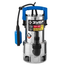 ЗУБР Профессионал [НПГ-Т3-1100-С] Насос Т3 погружной { дренажн для грязн воды (d частиц до 35мм), 1100Вт, 280л/мин, напор 10.5м,нерж сталь, провод }
