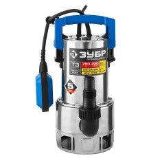 ЗУБР Профессионал [НПГ-Т3-750-С] Насос Т3 погружной { дренаж. для грязной воды (d частиц до 35мм), 750Вт, 220л/мин, напор 8м, нерж сталь, провод 10м }