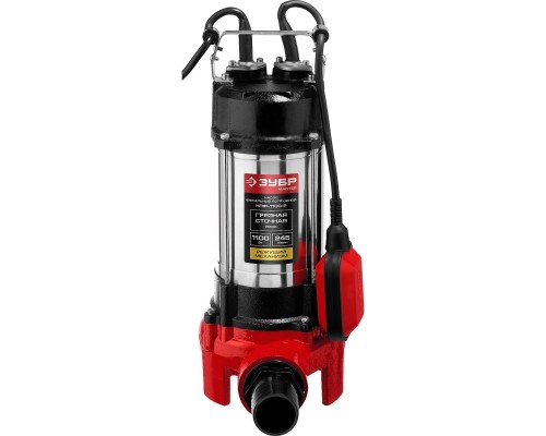 [Бензоинструмент] ЗУБР [НПФ-1100-Р] Насос фекальный погружной { 1100 Вт, пропускная способность 245 л/мин, напор 8 м, чугунный корпус, провод 5 м, с режущим механизмом }