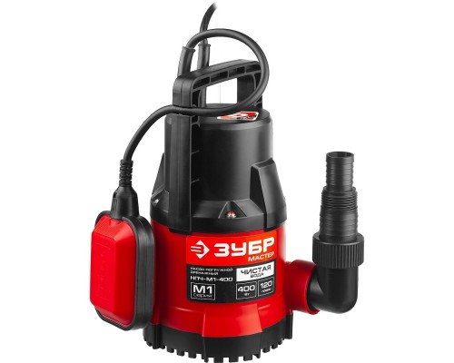 [Бензоинструмент] ЗУБР [НПЧ-М1-400] Насос М1 погружной { дренажный для чистой воды (диаметр частиц до 5 мм), 400Вт,пропуск. способ. 120л/мин, напор 7м, провод 7м }