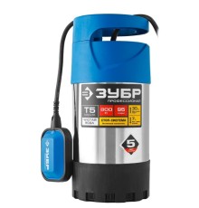 ЗУБР Профессионал [НПЧ-Т5-800-С] Насос Т3 погружной { дренажный для чистой воды (d частиц до 5мм), 800Вт, нерж сталь, 95л/мин, напор 30м, провод 15м }