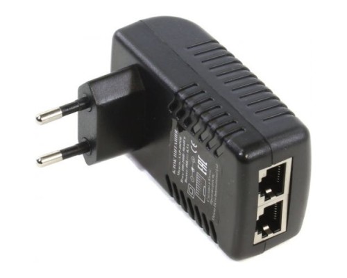 [переходник] ORIENT SAP-48POE, PoE инжектор питания 24 Вт, AC 100-240V/ DC 48V, 0.5A, вход: RJ45 LAN 10/100, выход: RJ45 PoE тип B (4/5+,7/, совместим с оборудованием PoE IEEE 802.3af, уст.в розетку (29968)