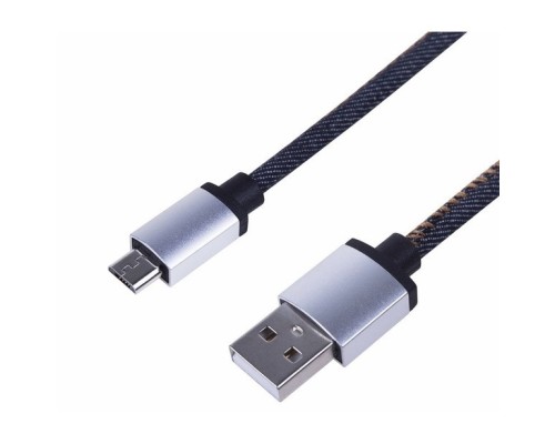 [Кабели] Rexant (18-4242) Кабель USB-A – micro USB, 2,4А, 1м, в джинсовой тканевой оплетке