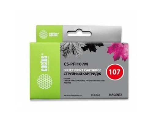 [расходные материалы] CACTUS PFI-107M Картридж струйный для Canon IP iPF670/iPF680/iPF685/iPF770/iPF780/iPF785/, пурпурный (130мл)