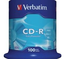 Verbatim  Диски CD-R  100 шт. 48/52-x 700Mb, Cake Box ( 43411)