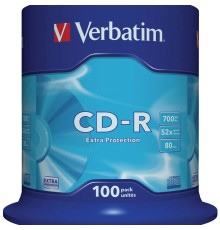 Verbatim  Диски CD-R  100 шт. 48/52-x 700Mb, Cake Box ( 43411)