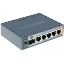 MikroTik RB760iGS Маршрутизатор 2 ядра (880 МГц), 5х 1G RJ45, SFP, USB, MicroSD, раздача PoE (HEX S)