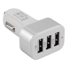 Cablexpert Адаптер питания 12V->5V 3-USB, 2.1/2/1A, белый (MP3A-UC-CAR17)