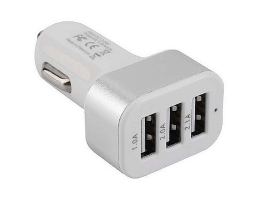 [Аксессуар] Cablexpert Адаптер питания 12V->5V 3-USB, 2.1/2/1A, белый (MP3A-UC-CAR17)