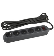 Эра Б0019737 Сетевой фильтр USF-5es-5m-B (черный) с заземл, 3x0,75мм2, с выкл, 5гн, 5м {защита от короткого замыкания, от перегрузки, от импульсных помех}