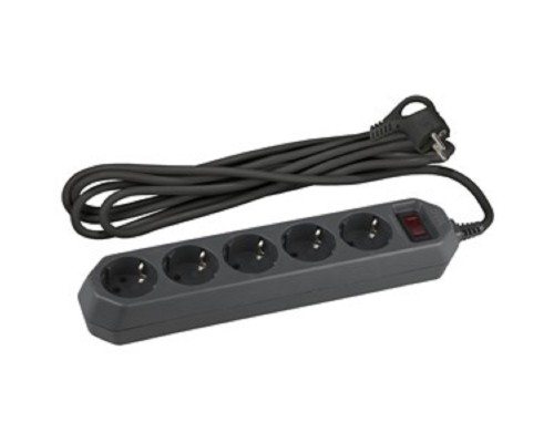 [ЭРА Удлинители бытовые, Сетевые фильтры] Эра Б0019737 Сетевой фильтр USF-5es-5m-B (черный) с заземл, 3x0,75мм2, с выкл, 5гн, 5м {защита от короткого замыкания, от перегрузки, от импульсных помех}