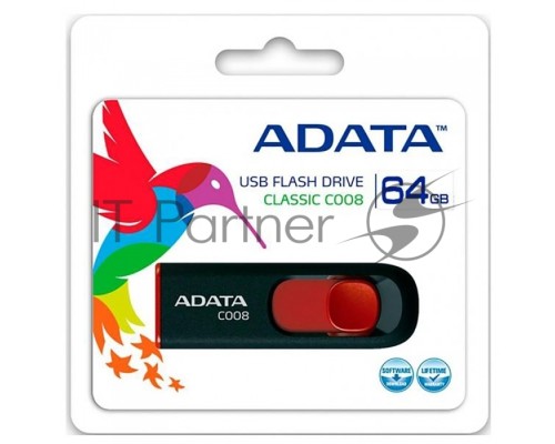 Флэш диск USB 2.0 ADATA Flash Drive 64Gb С008 Black-Red