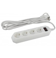 ЭРА Б0019741 Сетевой фильтр USF-M-4es-1.5m-W (белый) с заземл, 3x0,75мм2, с выкл, 4гн, 1.5м {защита от короткого замыкания, защита от перегрузки}