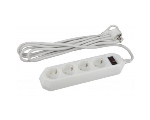 [ЭРА Удлинители бытовые, Сетевые фильтры] ЭРА Б0019741 Сетевой фильтр USF-M-4es-1.5m-W (белый) с заземл, 3x0,75мм2, с выкл, 4гн, 1.5м {защита от короткого замыкания, защита от перегрузки}